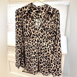 ANN TAYLOR LEOPARD SILKY BLOUSE- Size S         •LIKE NEW•